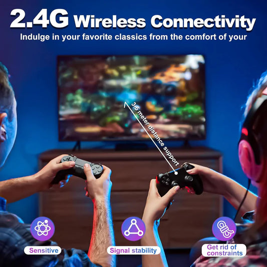 M8 Retro Game-Stick, Revisit Classic Games with Built-in 9 Emulators, 20,000+ Games, 4K HDMI Output, and 2.4GHz Wireless Controller for TV Plug and Play, 64GB
